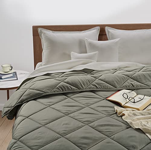 Lane Linen Lightweight Comforter Blanket Queen/Full Size – All-Season Reversibe Soft Cozy Anti-Static Warm Premium Down Alternative Microfiber Comforter Blanket For Bed, 90”X88” – Silver #TOP4