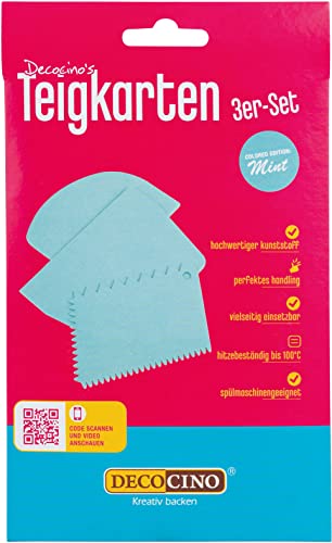DECOCINO Teigkarten 3er-Set - Mint Edition - hochwertige Cake Scraper aus Kunststoff, ideal zum Portionieren & Dekorieren - spülmaschinengeeignet