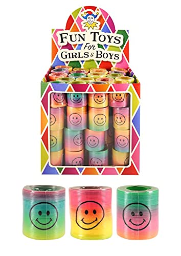 HENBRANDT12 x Mini Smiley Pattern Plastic Springs 4.5 cm Multi-Coloured Children's Toys