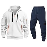 Conjunto Hombre Chandal Tallas Grandes Sudadera Capucha Pantalones Deporte Chandal Decimas Ropa Running Hombres con Capucha Un Conjunto Deportivos Sweatshirt Hombre Blanco L