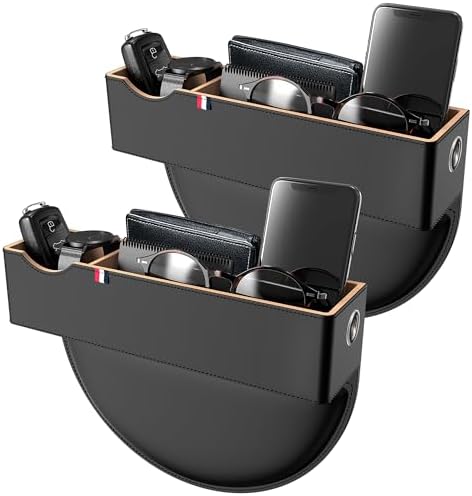 Car Seat Gap Filler Organizer, Car Organizer Front Seat with Usb Hole Pu Leather Car Organizers and Storage Box for Holding Phone, Sunglasses, Key, Wallets