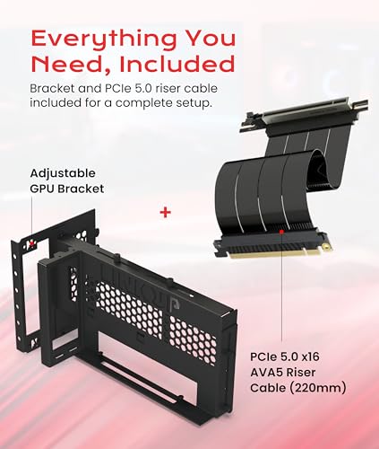 Image of LINKUP 3-Way Vertical GPU Mount V2 with AVA5 PCIe 5.0 Riser Cable | Black