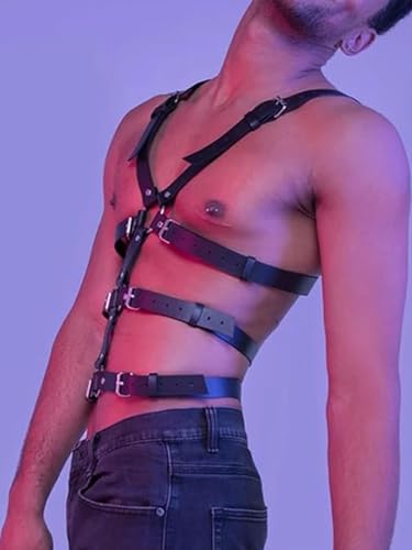 Men S&M Harness Belt Costume Leather PU Body Chest Adjustable Buckle Clothes Outfits4