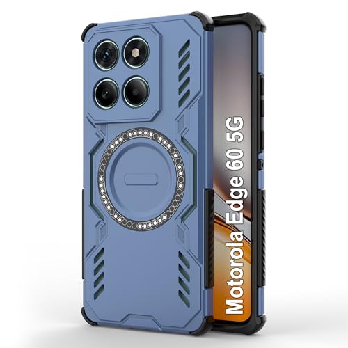 Image of Zapcase Back Case Cover for Motorola Edge 60 5G | Magnetic Case with Built-in Metal Ring | Supports MagSafe Charger, Wallet & Car Mount | Shockproof Hybrid PC + TPU | Blue