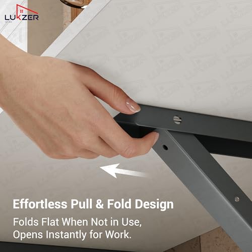 Image of Lukzer Engineered Wood Wall Mounted Folding Table for Kitchen, Computer, Workstations Multi Function Computer Desk Workbench (MT-001 / White /120 x 40 cm) DIY (Do It Yourself)