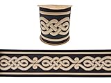 Ruban Galon de Rideau Brodé Large 100 mm – Bordure de Rideau au Motif Celtique – Idéal pour Draperie, Tapisserie, Couture et Décoration – 3,5 Mètres – Noir et Or Antique