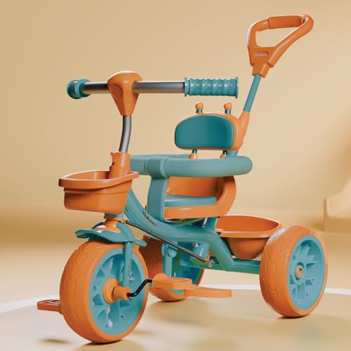 Image of Lifelong Kids Harness Parental Control Tricycle with EVA Wheels, Bell & Storage Basket|Baby Trike|Age Group 1 Years to 4 Years Carrying Capacity Upto 25 kgs(Green /Tan)