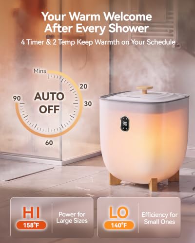 Image of Tehanld Towel Warmer, 25L Towel Warmers for Bathroom Features 2 Heat Settings, Higher Temperatures and Quicker Heating of Towels, Bathrobes and Blankets, Ideal for Home Spa