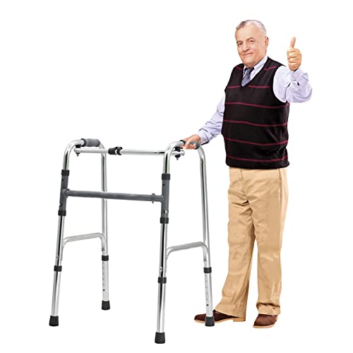 Marco para caminar, plegable, estándar, altura ajustable, ayuda para caminar asistida, pequeño, ligero, sin ruedas, estrecho, S para personas mayores con discapacidades, estrella de luz plateada