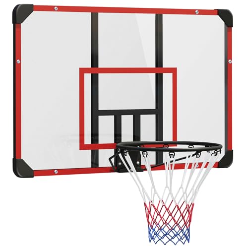 SPORTNOW Basketballkorb mit Rückwand, Outdoor Basketballbrett mit Ø45 cm Stahlkorb und Netz, Wandmontage, Basketball Board für Jugendliche Erwachsene, Rot