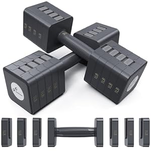 Verstelbare handhalterset: Sportneer Dumbbells, 2 stuks van 4,5 kg, 5 gewichten in 1, handhalterset van 2 vrij aanpasbare gewichten, snel te veranderen, voor vrouwen en mannen, voor workouts thuis en