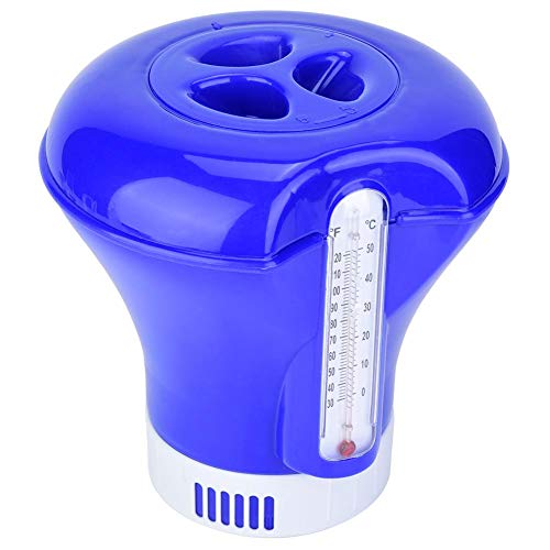 Floating Chemical Chlorine Dispenser Thermometer Swimming Pool Floating Chemical Chlorine Dispenser Tablet Holder with Thermometer