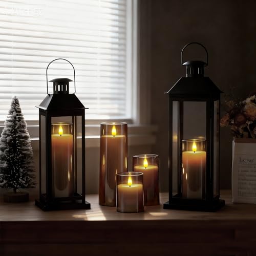 Image of Raycare Flameless Candles Battery Operated with Remote Timer, Acrylic Flickering LED Pillar Candle for Christmas Decoration, Home Decor, Gift for Family and Friend, Grey, Set of 5