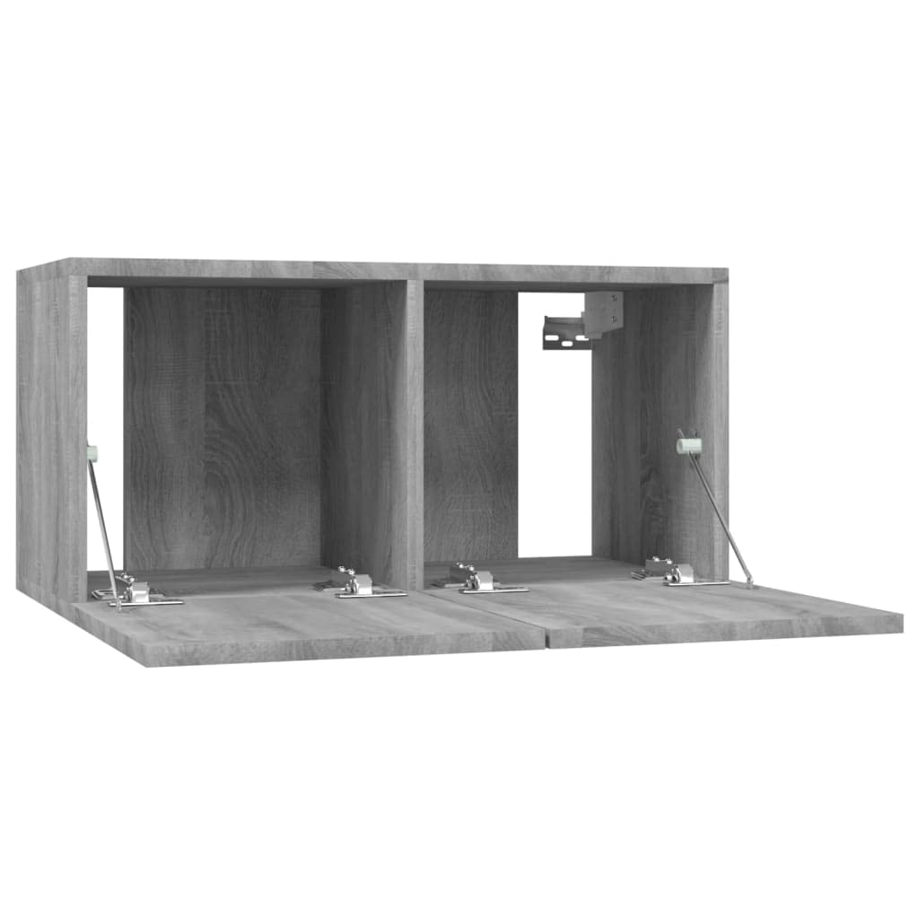 5-TLG. TV-Schrank-Set Grau Sonoma Holzwerkstoff, Hängendes Lowboard für Wohnzimmer, Modernes Media-Center mit Viel Stauraum, Robust & Feuchtigkeitsbeständig