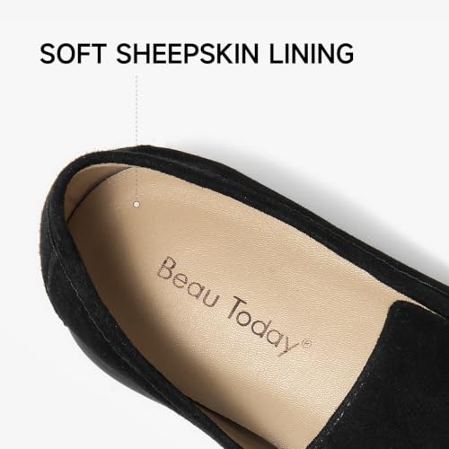 Image of BEAU TODAY Women's Suede Loafer Flats，Slip On Penny Loafers Work Shoes