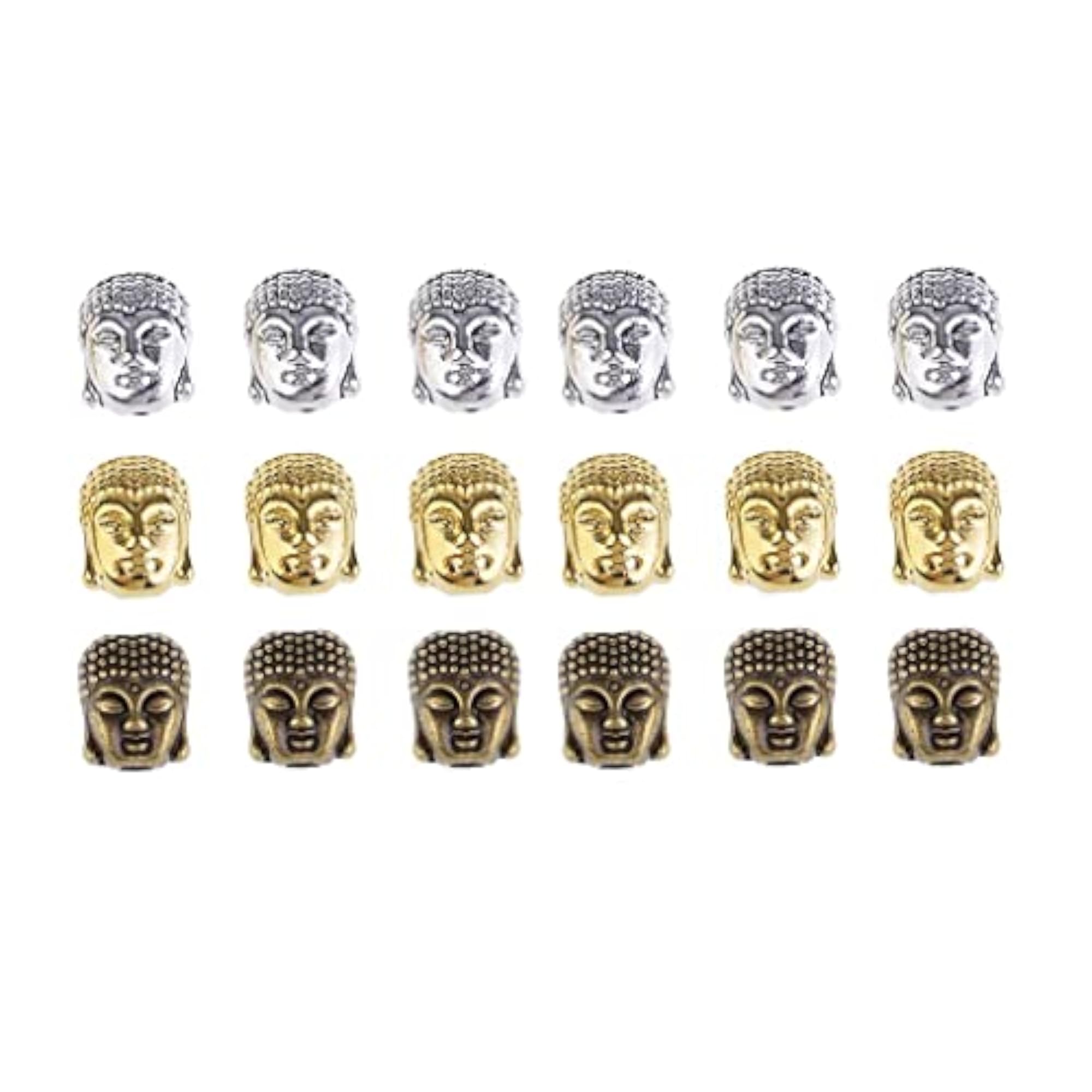2x18 Pieces Buddha Head Shape Loose Beads for Charms