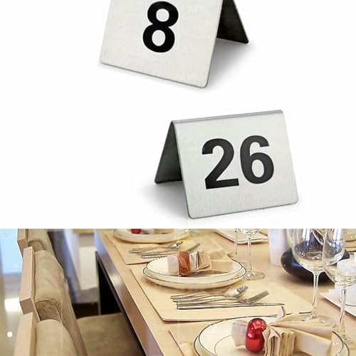 Stainless Steel Table Number Plate,Stainless Steel Tent Style Table Numbers, Restaurant Digital Number Plate, for Weddinag Birtay Marriage Party Supplies