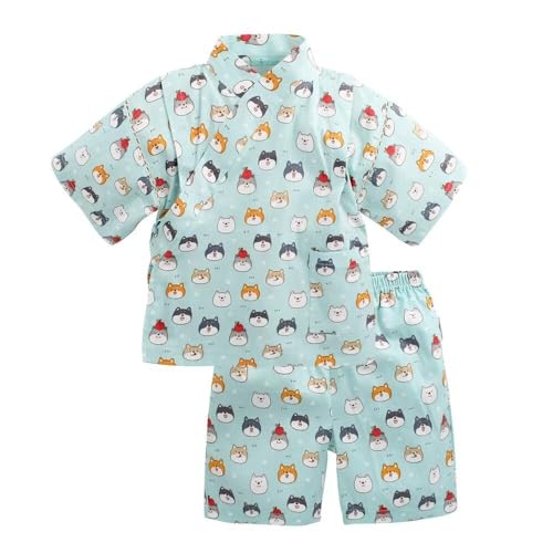 Jinbei Kids Girls Boys Top Bottom Set Kimono Baby Summer Cotton Japanese Style