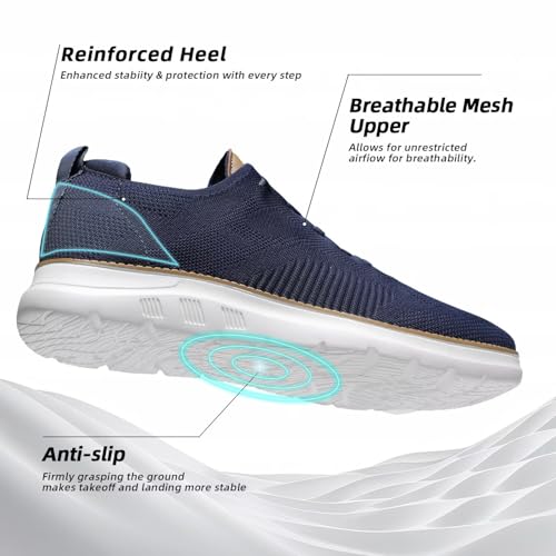 Image of Mens Oxfords Casual Fashion Slip on Shoes Dress Business Sneakers Mesh Work Comfortable Lightweight Soft Sole