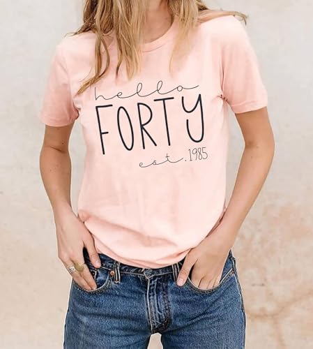 FYAPHION Vintage 1985 T Shirts for Women 40th Birthday Gifts Born in 1985 Tshirt Retro Casual Short Sleeve Tee Tops4