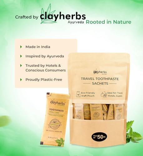 Image of Travel Toothpaste Sachets - Eco-Friendly Single-Use Natural Toothpaste in Kraft Pouch - Ideal for Hotels, Travel, Guests & Events - Herbal Formula (200)