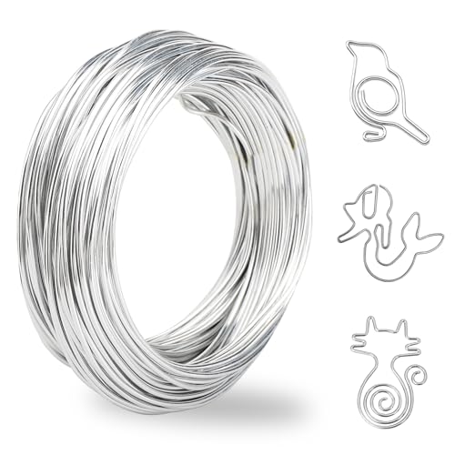 Hisdricus Alambre de Aluminio 2mm x 30m - Alambre Fino - Alambre Manualidades para Fabricación de Joyas, Modelado, Esculturas DIY y árboles Bonsái - Plateado