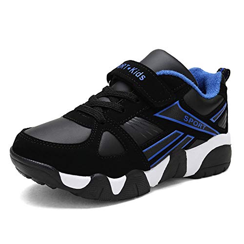 Goalsse Jungen Turnschuhe Sport Schuhe Laufschuhe Kinderschuhe Sneakers im Herbst und Winter für Drinnen und Draussen (33 EU, Schwarz Blau)