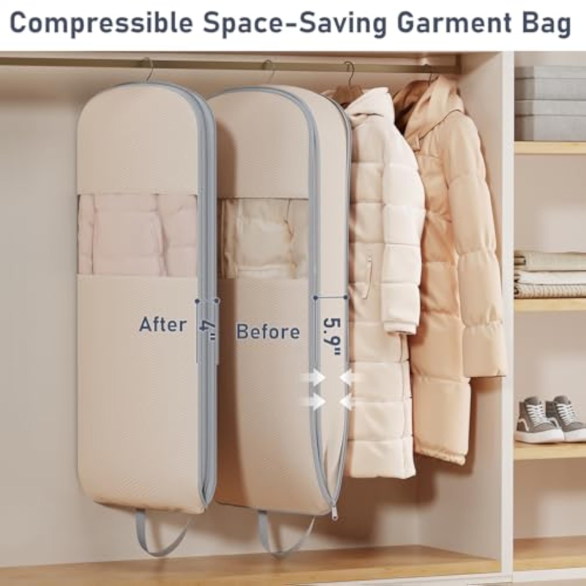 4 Pack 43" Space Saving Garment Bags for Hanging Clothes