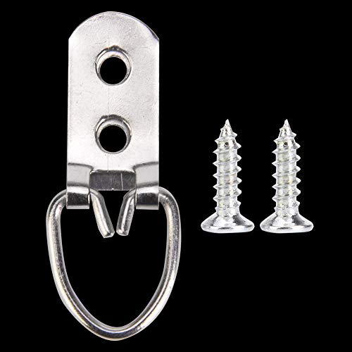 Image of 50 Sets Picture Hangers Kit with Screws, D Ring Picture Hangers Picture Frames Double Holes Clasp Picture Hanging Hardware Picture Hooks Picture Hang Solutions for Clock, Paintings (A)