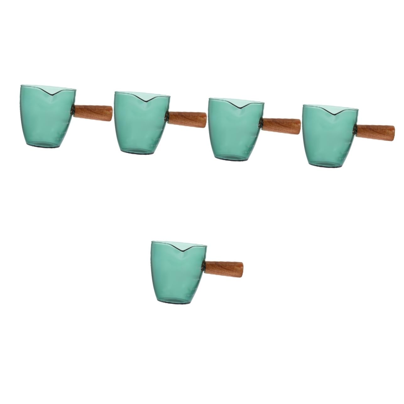 iplusmile 5pezzi Piccola Caraffa Con Manico Legno Misurino Per Latte e Perfetta Per Caffè e Tè Casa o Al Ristorante