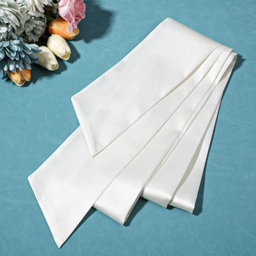 White Wedding Satin Sash Belt for Women, 3.7'' Wide Bridal Waist Accessory for Formal Dresses & Special Occasions4