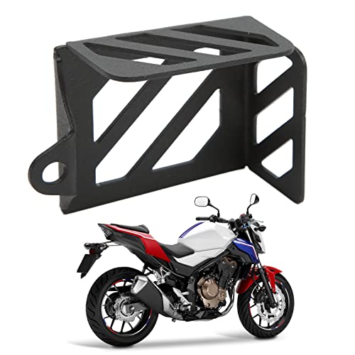 Schutz Des Hinteren Bremsflüssigkeitsbehälters Carbon Stahl Hinterer Bremsbehälter Schutz Schutz Motorrad Zubehör Ersatz für CB125R CB2150R CB250R CB300R CB500X(Schwarz)