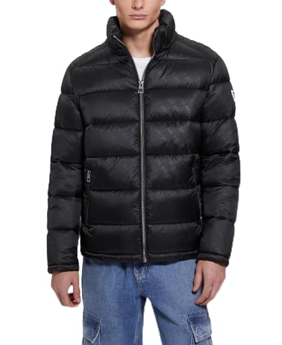 GUESS Men's Adam Quilted Hooded Zip Puffer