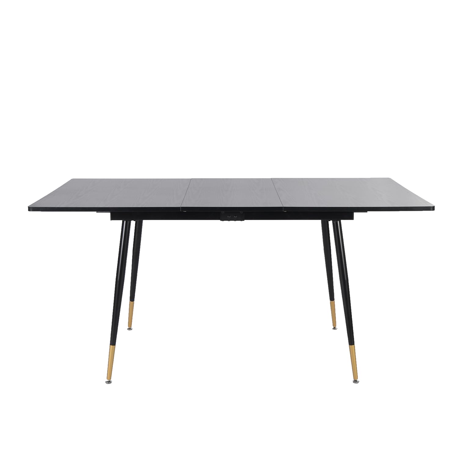MEUBLE COSY Tavolo da Pranzo Allungabile Cucina Tavolino da Soggiorno per 4-6 Persone, Stile Industriale, Struttura in Metallo, Nero e Oro, 120-160x80x75cm