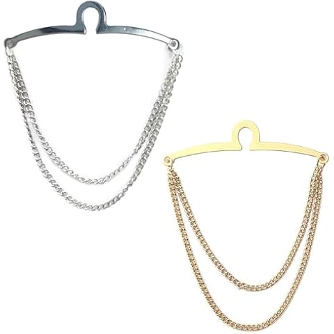 AWOCAN 2PCS Men's Silver Golden Tie Chains Cover