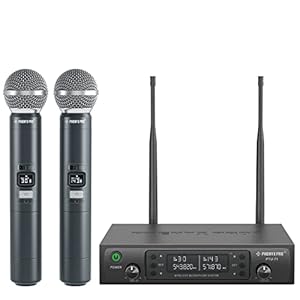 Phenyx Pro Wireless Microphone System, Dual Wireless Mics,w/ 2 Handhelds, Auto Scan,2×100 UHF Frequencies,328ft Range,Dynamic Microphone for Singing, Karaoke, Church(PTU-71-2H)