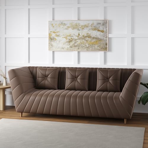 Amazon Brand - Solimo Corell Tufted Velvet Fabric 3 Seater Sofa f...