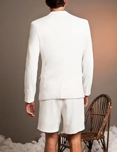 ONAXTDA Men's Single Breasted Jacket Shorts Suit 2 Piece Notch Lapel Lightweight Tuxedo for Prom Wedding Party2