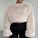Faux Fur Coats for Women Shaggy Warm Winter Crop Tops Furry Long Sleeve Crewneck Outerwear 2025 Fashion White