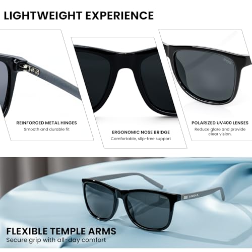 Image of SNDIA Black Way Farer Polarized Sunglasses | Premium Frame | UV400 Protection for men & women