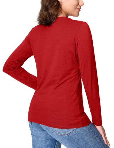 Image of YUCOLEN Long Sleeve Shirts for Women Cotton Crew Neck Casual Tops Fall