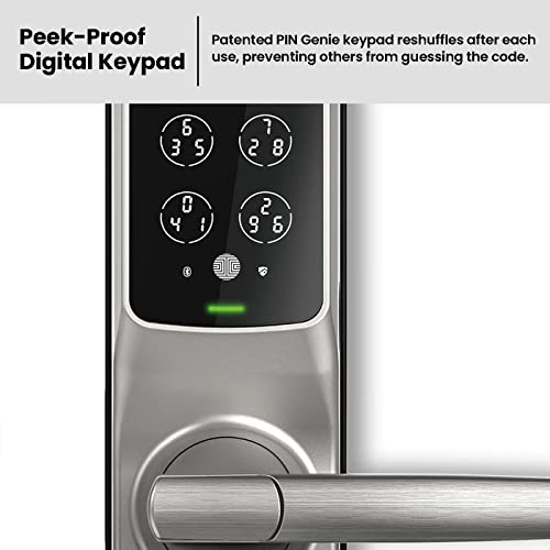Lockly-Secure-Plus-Bluetooth-Smart-Lock-Keyless-Entry-Door-Lock-PIN-Genie-Keypad-3D-Biometric-Fingerprint-Sensor-Auto-Lock-Satin-Nickel-PGD628FSN-Latch-Edition