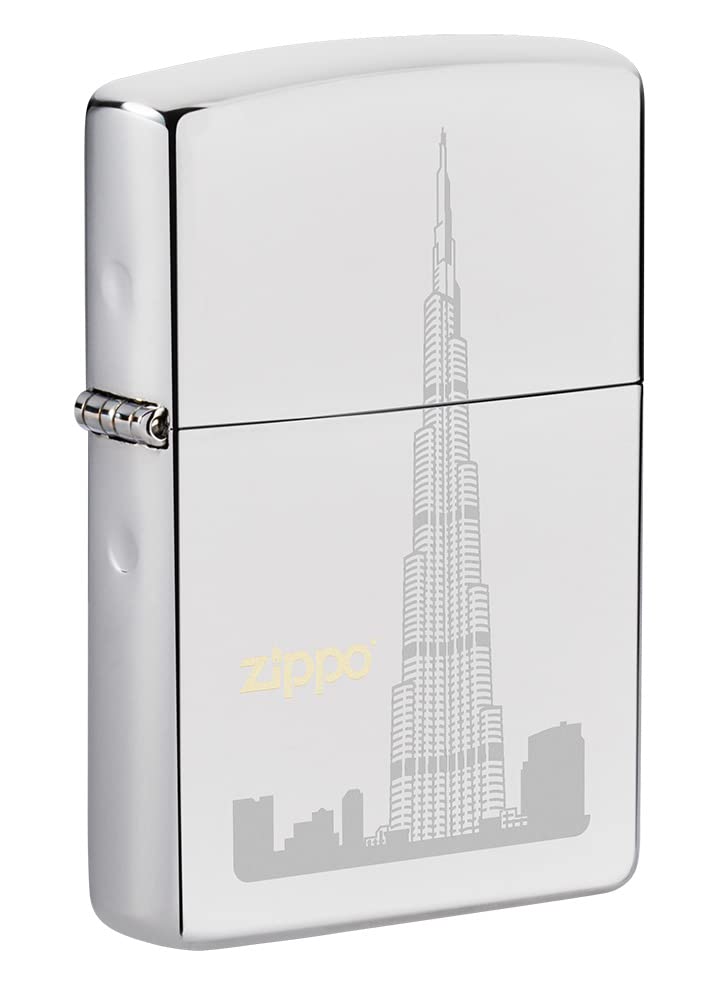 250-MP325348 Burj Khalifa C Regular High Polish Chrome Windproof Lighter