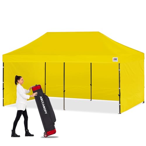 Image of ABCCANOPY Heavy Duty Easy Pop up Canopy Tent with Sidewalls 10x20, Yellow