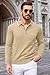 COOFANDY Knitted Long Sleeve Polo Men Banded Bottom Collared Sweaters Vintage Polo Sweater 2024 Winter Fashion Polo Khaki