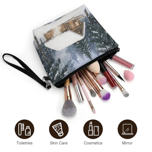 Bolsa de maquillaje con cremallera contra derrames, neceser de piel sintética seguro 5