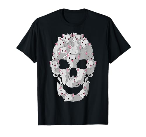 Cat Skull Kitty Skeleton Cat Halloween Costume Idea Horror Camiseta