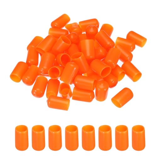 Image of MECCANIXITY 50pcs 12mm(1 /2 inch) Rubber End Caps Cover PVC Vinyl Screw Thread Protector Round Wire Shelf Caps for Screw Bolt Pipe Fence Post, Orange