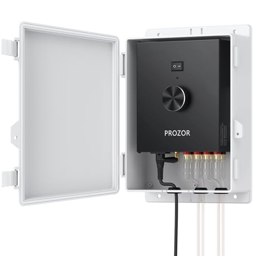 PROZOR Bluetooth 5.1 Power Amplifier for Outdoor Speakers, 4 Channel Bluetooth Amplifier for Speakers, 4*200W TPA3221 Speaker Amp with Waterproof Mounting Box for 4–8 Ohm Passive Speakers, Home Party