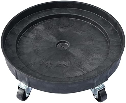 ELAFROS 30 Gallon and 55 Gallon Heavy Duty Plastic Drum Dolly – Durable Plastic Drum Cart 900 lb. Capacity- Barrel Dolly with 5 Swivel Casters Wheel,Black